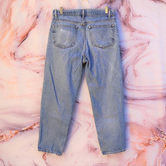 Vintage 90s High Rise Distressed Mom Jeans Sz 34 - Picture 5 of 9